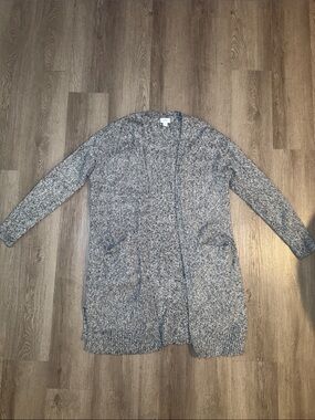 Cozy Open-Front Gray Marled Cardigan Sweater